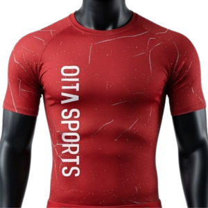 <b>Red</b> White Men Compression T <b>Shirt</b> and Shorts Set Quick Dry Stretch Fitness Training Gym Running Workout Athletic Sportswear - Product Image 3