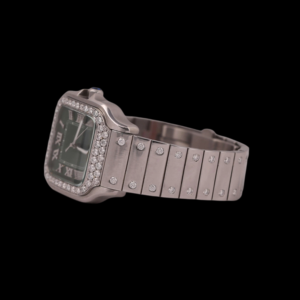 Premium925 Sterling Silver <b>Square</b> Case With Green Dial Auto Date Features Certified Moissanite Diamond Wristwatch <b>for</b> <b>Man's</b> - Product Image 2
