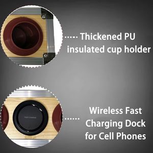 Frigo Portatile Vintage Multifunzione in Legno con Caricatore Wireless Veloce per Auto, Casa, Viaggi, Pesca e Conservazione Bevande Calde/Fredde - Product Image 5