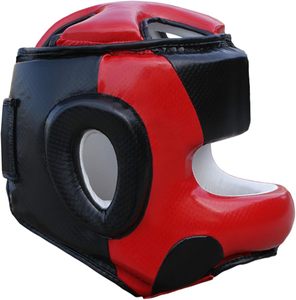 Casque de boxe complet Farabi Red, protection intégrale du visage, réglable, respirant, en cuir PU, pour entraînement MMA et kickboxing. - Product Image 5