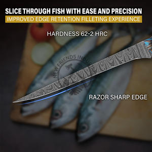 Hot Selling <b>Kitchen</b> Fillet <b>Knife</b> High Quality Custom Handmade Damascus Steel Fish Fillet Chef <b>Knife</b> 8" Blade Ambidextrous Resin - Product Image 3