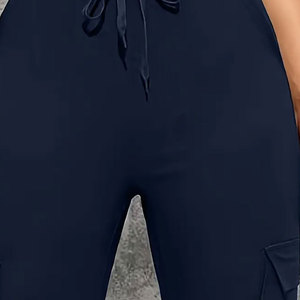 Wholesale Women's Casual Breathable Anti-Wrinkle Plain Dyed <b>Overalls</b> High Waist Full Length Pants - Product Image 6