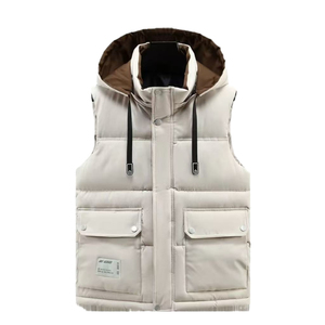 Chaleco Acolchado con Capucha para Hombre, Estilo Cargo, Multibolsillos, Sin Mangas, Capucha Desmontable, Invierno, Venta al por Mayor, OEM, Logotipo Personalizado, B2B - Product Image 1