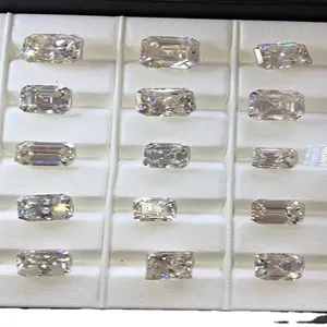 Moissanite harga grosir persegi panjang longgar batu DEF warna VVS berlian moissanite set perhiasan liontin gelang permata