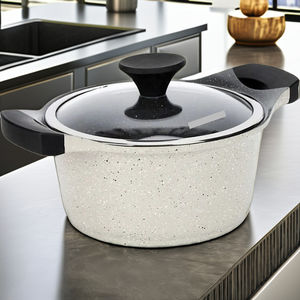 Marble Coating Aluminum <b>Stock</b> Pot with Lid Non Stick <b>Die</b> Casting Casserole Cookware - Product Image 1