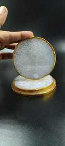 Sous-verres ronds en résine avec bord doré, design moderne, faits à la main, antidérapants, diamètre 350 mm, pour la protection de la table - Product Image 3
