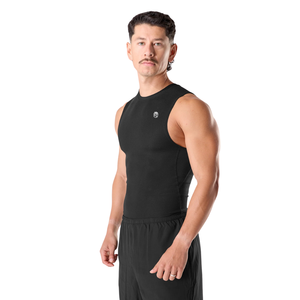 Camiseta Deportiva de Compresión para Hombre, Sin Mangas, Ajustada, para Entrenamiento, Ropa Deportiva Negra - Product Image 2