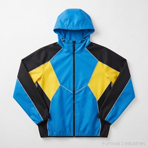 Chaqueta Cortavientos con Capucha Unisex Personalizada al por Mayor, con Ribete Reflectante de 3mm, Impermeable, Ligera, para Actividades al Aire Libre, con Cierre - Product Image 3