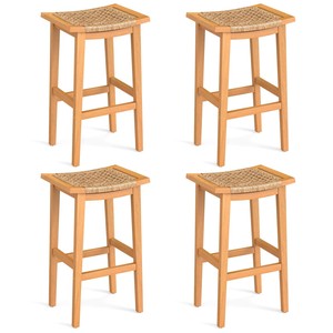 Taburete de Bar Tejido sin Respaldo con Asiento de Ratán - Muebles de Exterior Ecológicos y Duraderos para Restaurantes - Product Image 1