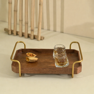Bandeja de Servir Bohemia de Madera de Acacia con Asa para Bodas, Diwali, Ramadán, Hoteles, Restaurantes y Hogar - Product Image 1