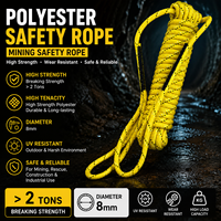Corde statique en polyester de 8 mm pour travaux en altitude, escalade, sauvetage, corde de sécurité tressée, corde d'urgence, extrémité bouclée, résistance à la traction