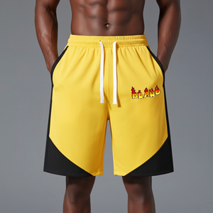 OEM/ODM Polyester/Cotton Gym Running Shorts Men's Eco-Friendly 2 Color Side Pockets Comfortable Breathable <b>Elastic</b> Waist High - Product Image 5