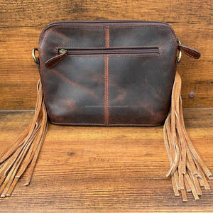 Date Western à la main en cuir usiné taureau outillage femmes bandoulière frange sacs de haute qualité à la main en cuir de vachette sac à bandoulière - Product Image 5