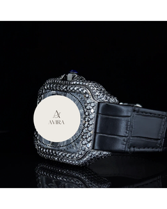 Black Iced out Wholesale Supply Leather Bling Dial Moissanite Diamond <b>Watch</b> for Retail and Resale Available at factory price - Product Image 1