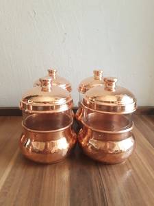 Recipientes de Almacenamiento Apilables Herméticos Hechos a Mano con Cobre Puro Martillado de NEHA ENTERPRISES, Ecológicos y Aptos para Lavavajillas - Product Image 2