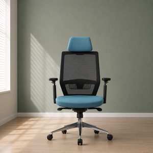 KINSHA Executive Office <b>Chair</b> Fabric Seat Adjustable Armrest Swivel Chrome Base Open <b>Back</b> Modern Design - Product Image 1