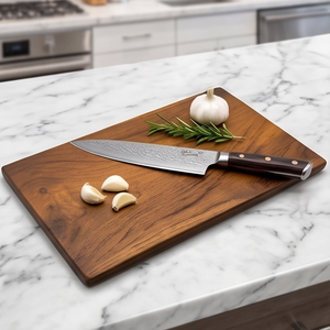 Planche à découper rectangulaire en teck naturel de qualité supérieure, durable, pour la préparation des aliments et le service bio en cuisine - Product Image 4