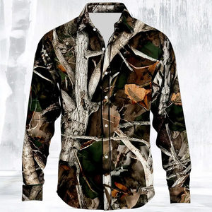 Camisa de camuflaje para hombre, camisa con estampado 3D a la moda, camisa con botones para exteriores, camisa informal de manga larga, blusa de calle para hombre - Product Image 3