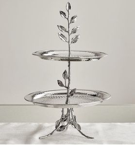 Classic Design Two-Tier Metal <b>Cake</b> Stand with <b>Gold</b> Finish and Bow <b>Top</b> Design - Product Image 6
