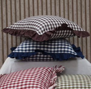 Brown 100% Pure Linen Gingham Cushion <b>Cover</b> Square <b>Throw</b> Pillow <b>Cover</b> with Ruffle Edge Decorative <b>Sofa</b> Cushion <b>Cover</b> Wholesale - Product Image 4