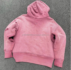 Fabricants personnalisés Tissu lourd coupé et cousu Patch de broderie en détresse Hommes Acid Wash HoodiesDDP Shipping - Product Image 2