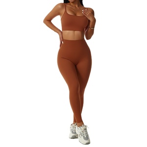 Offre Spéciale – Ensemble de Yoga Femme Personnalisé de Haute Qualité, Respirant, Écologique, en Nylon et Spandex, Séchage Rapide, Taille Mi-Haute, Col Carré - Product Image 1