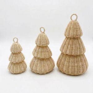 Árbol de Navidad de Ratán Hecho a Mano, Decoración Navideña Tejida para el Hogar, Exhibición Comercial, Adorno de Mimbre Natural, Decoración Navideña - Product Image 6