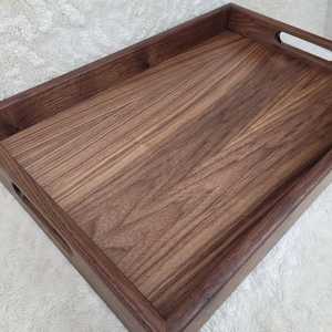 Plateau de service rectangulaire en bois, design classique, finition polie, durable pour aliments, boissons, fruits, collations, mariage, artisanat - Product Image 6