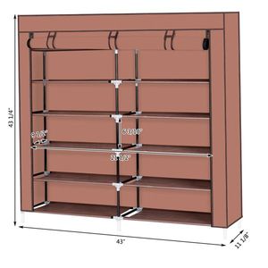7-Tier Mocha Portable <b>Shoe</b> Rack with Fabric Cover Modern & Simple Iron <b>Shoe</b> <b>Storage</b> Organizer Cabinet for Home Farmhouse Use - Product Image 3
