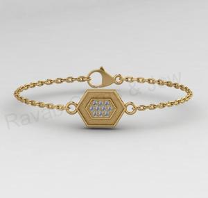 Pendentif en argent 925 plaqué or 18 carats, motif nid d'abeille hexagonal, serti clos, pour cendres en résine, composants de bijoux DIY avec logo personnalisé - Product Image 5