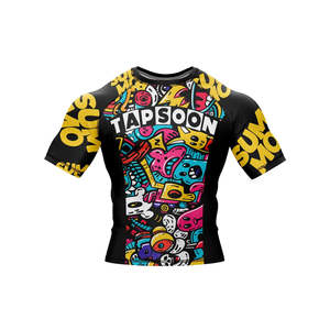 Rash Guards Wholesale Printed Surfing Shirt Unisex Custom Logo Custom Rashguard Protection Short <b>Sleeve</b> Sportswear Gym - Product Image 5