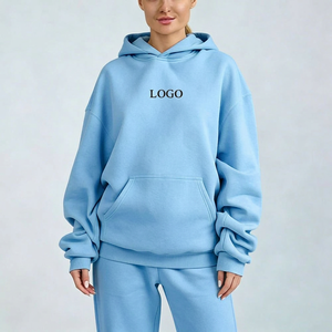 Sudadera con capucha ligera de felpa sin cepillar para mujer, corte holgado, estilo urbano, para boutiques de EE. UU. - Product Image 3