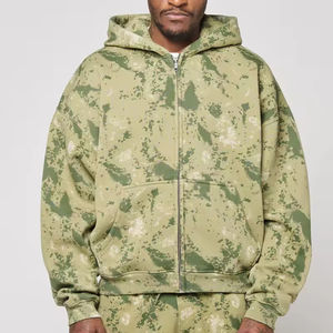 Vente en gros – Sweat à capuche zippé brodé pour homme, personnalisé, en coton épais 100 %, coupe classique, service OEM - Product Image 1