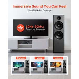 Altavoz de Torre de 2 Vías y 600W de Potencia Máxima, con Tweeter de 1 Pulgada y Dos Woofers de 8 Pulgadas, para Sistemas de Cine en Casa, con Rango de Frecuencia Amplio - Product Image 4