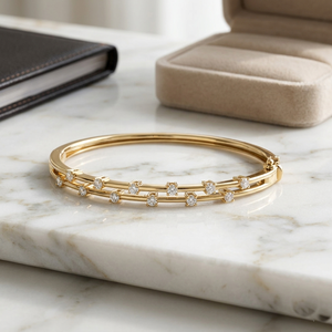 0.876CTW 9k Gold Plated Round Lab Grown E Color for Certified Diamond <b>Bangle</b> <b>Bracelet</b> - Product Image 1