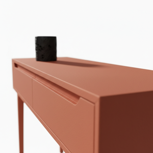 Mesa Consola Redonda Moderna de Roble Macizo con 2 Cajones, Mueble Ecológico para Sala de Estar en Espacios Modernos - Product Image 6