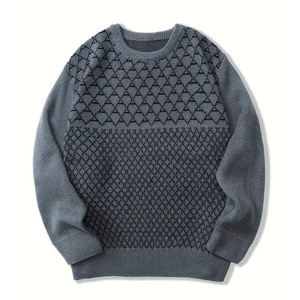 Plus Size Men's Crew Neck Cable Knit <b>Pullover</b> <b>Sweater</b> Thin Solid Color Long Sleeve Casual New Arrival Winter 100% Cotton - Product Image 1