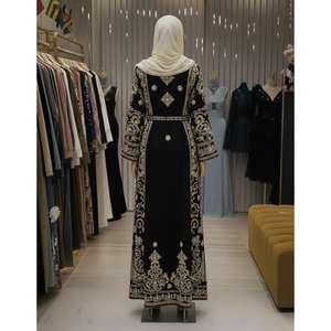 Abaya con Cuentas de la Mejor Calidad, con Adornos de Perlas Hechos a Mano, Vestido Islámico Modesto para Eventos Formales, para Venta de Exportación - Product Image 2