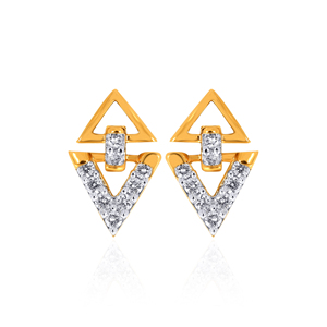 Pendientes de Diamantes Modernos con Diseño Geométrico Vanguardista, Chapados en Oro de 14K, Corte Princesa, Diamantes Naturales, para Uso Diario de Mujeres - Product Image 1