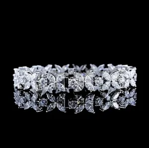 Marquise and Round Cut Diamond Bracelet Elegant Luxury Tennis Style Fine Jewelry Bracelet Gift for Women Anniversary Wedding - Product Image 2