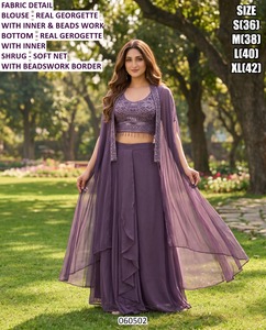 Kurti ปักลายยาวถึงพื้นสำหรับผู้หญิงรอยัลบลูมแบบดั้งเดิมของปาร์ตี้ - Product Image 5