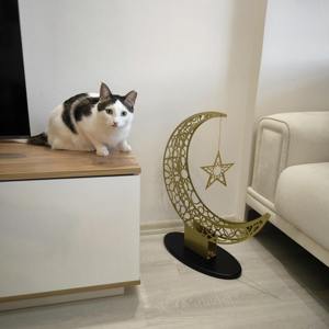 Escultura Festiva de Luna Creciente y Estrella, Adecuada para Decoración de Mesa y Hogar, Adorno para Eid y Ramadán, Decoración Islámica Moderna - Product Image 3