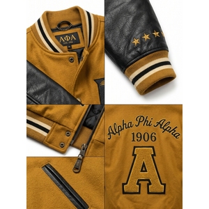 Veste universitaire premium pour homme Heritage Letterman Streetwear, en laine méltone, manches en cuir véritable, fermeture éclair brodée, personnalisable OEM - Product Image 4