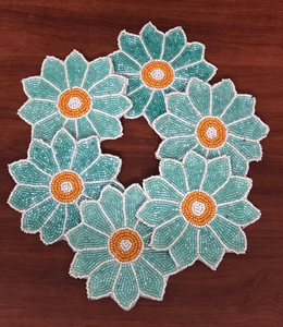 Luxury Handmade Seed Beads Embroidery <b>Coaster</b> Modern Style <b>Beaded</b> <b>Coaster</b> Gift for Party Use Cross-Stitching & Needlework Crafts - Product Image 5