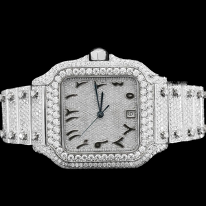 <b>Men</b> Hot Selling 925 Sterling Silver Antique <b>Watch</b> Custom Arabic Numeral Moissanite Diamond <b>Watch</b> Party wear Collection - Product Image 2