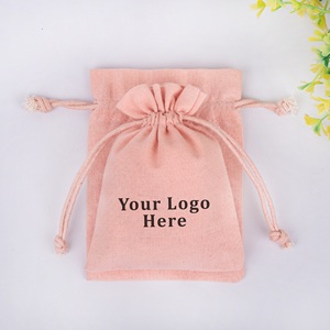 Bolsa de algodón con cordón y logotipo personalizado, color rosa, pequeña, para regalo, para joyería, reloj, gafas, organizador lindo y sostenible - Product Image 5