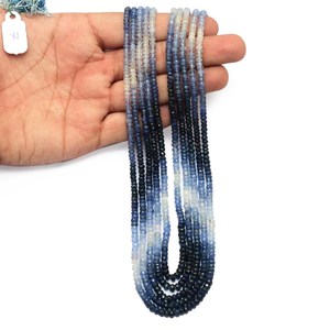 Cuentas facetadas de zafiro AAA de 4 mm-4,5 mm, cuentas de zafiro birmano azul ombré natural, piedras preciosas para collar en capas - Product Image 3