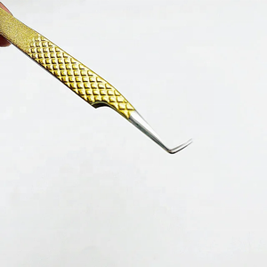 Pince à épiler la plus vendue pour l'extension de cils pince à épiler en acier inoxydable massif 90 degrés Type L pince à épiler 45 degrés poignée diamantée - Product Image 5