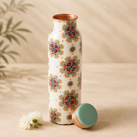 Bouteille d'eau en cuivre personnalisée imprimée, gourde en cuivre pur anti-fuite, cadeaux d'entreprise, logo personnalisé, cadeaux promotionnels, 1 litre