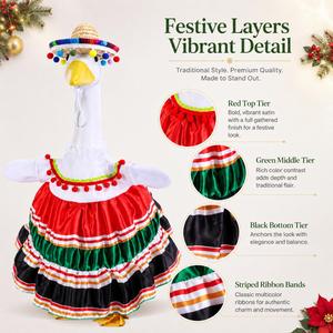 Porch Goose Costume Mexican Fiesta <b>Dress</b> Straw Sombrero Garden Statue Clothes Holiday Party Yard Decor Ornament - Product Image 6